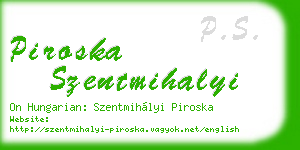 piroska szentmihalyi business card